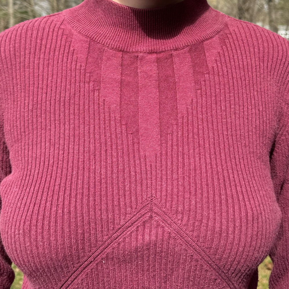 Women's Ribbed Knit Sweater - Pink